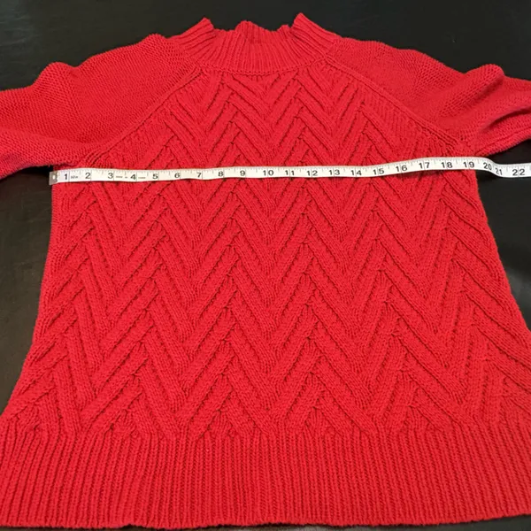 Chaps Red Cowl Neck Cable Knit Sweater Size M - Image 7
