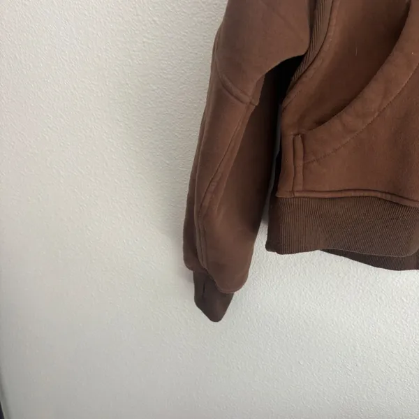 Lululemon Scuba Oversized Half-Zip Hoodie Brown Cropped Fleece Sweatshirt Size 2 - Image 5
