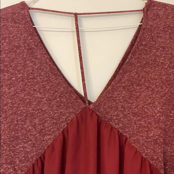 Long Sleeve Plunge Neck Asymmetric Swing Blouse - Image 5