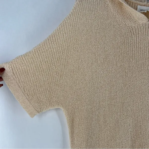 Driftwood Daydreams Hooded Short Sleeve‎ Dolman Oversized Open Knit Sweater L - Image 4