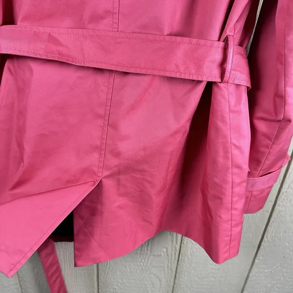 Coach Short Trench Coat Womens Medium Pink Double Breasted Belted Quiet Luxury - Image 9