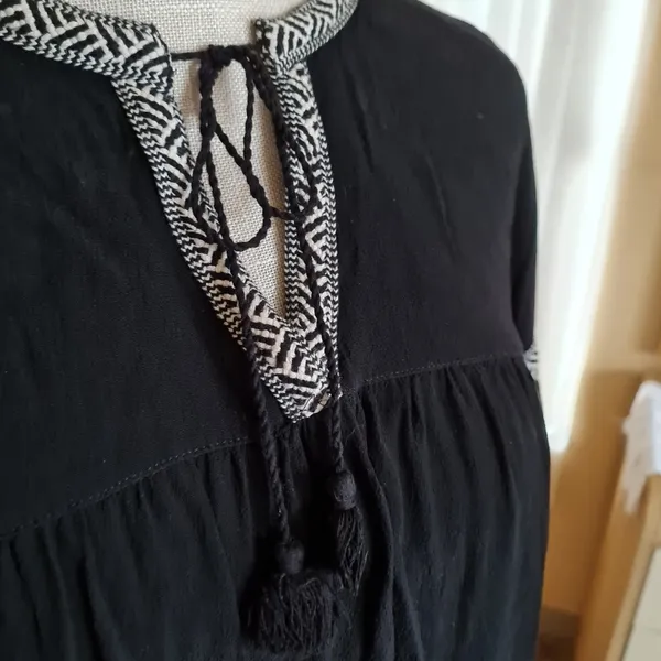 Madewell Blouson Sleeve Top Blouse Peasant Pirate Boho Black Flowy Longsleeve - Image 8