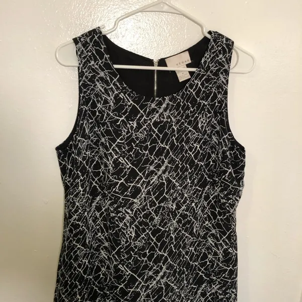 Kenar Womens Size 10 Sleeveless A-Line Shift Dress Black Gray Electrical Pattern - Image 2