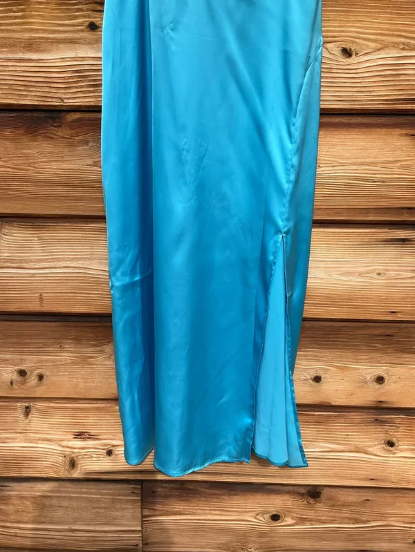 Steve Madden Size S Blue Drape Front Corset Satin Slip Dress - Image 7