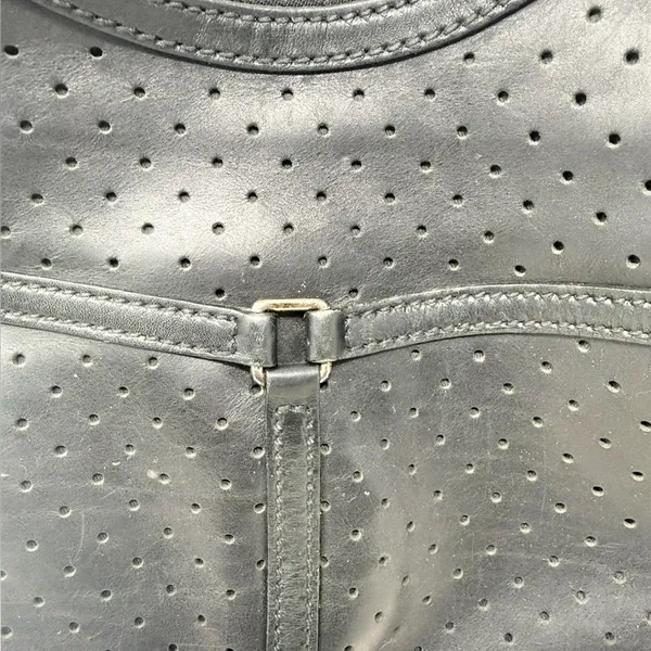 Gucci Reins Vintage Interlocking GG Perforated Leather Black Hobo Bag Purse - Image 7