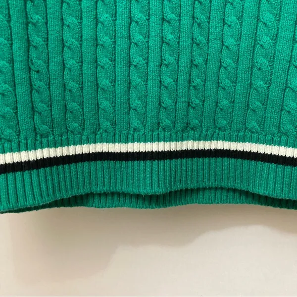 BP Nordstrom Green White Black Cable Knit Sleeveless Sweater Vest Top Large - Image 5