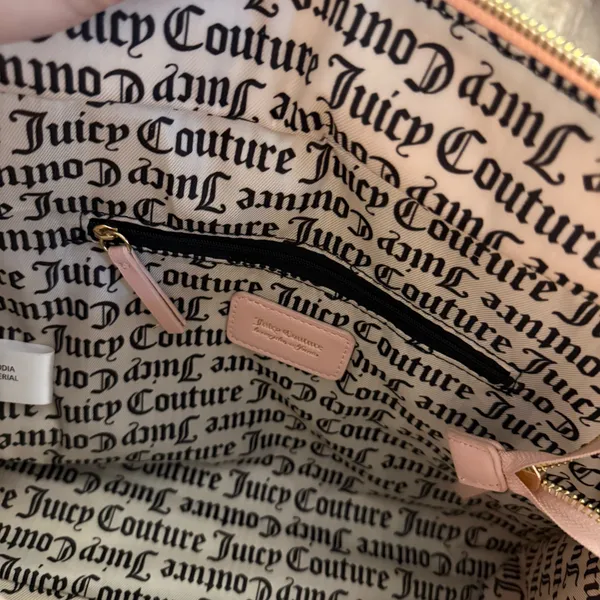 Juicy Couture Pink Velour Tote Bag Heart Coin Purse Crossbody Strap Y2K - Image 4