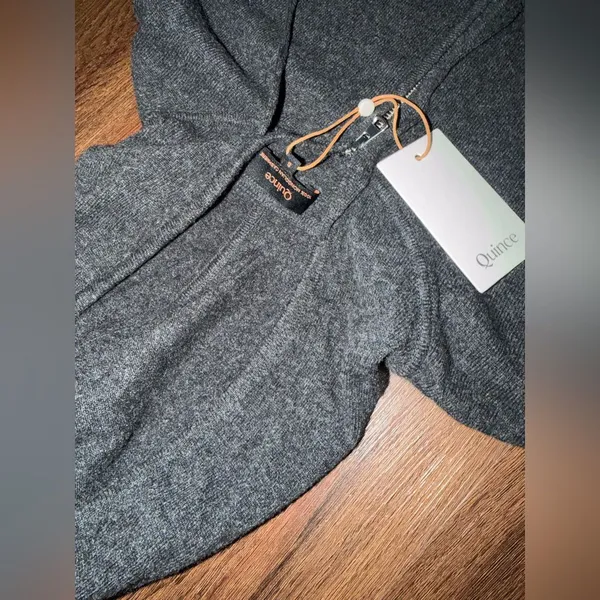 Nwt quince Mongolian Cashmere Full-Zip Hoodie $120 S spring charcoal knit casual - Image 9