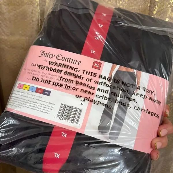 Juicy Couture Black Rhinestone Logo Velour Track Pants XL NWT - Image 9