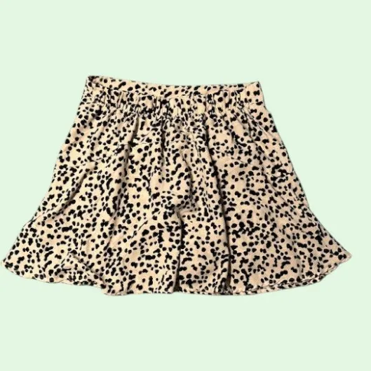 Womens Skirt Mini Skater‎ Style Beige Black Dotted Pattern - Image 2