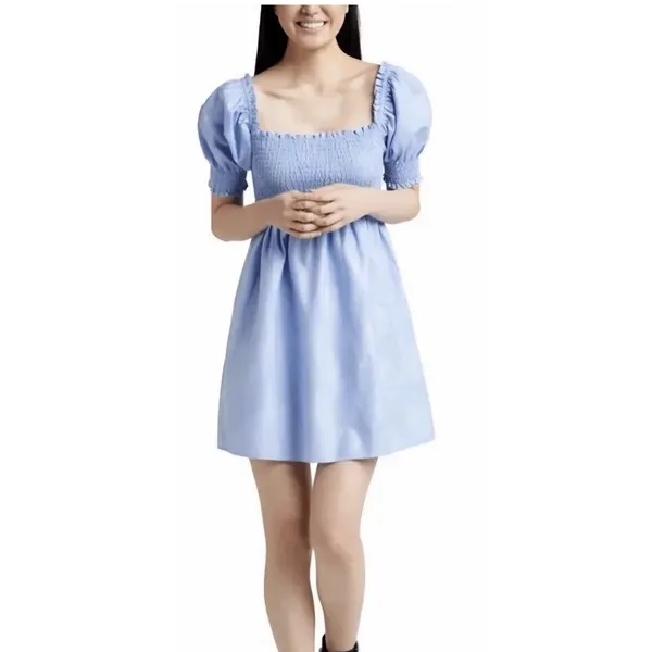 Hill House The Athena Nap Dress in Light Blue Glitter Check Size XS - Image 13