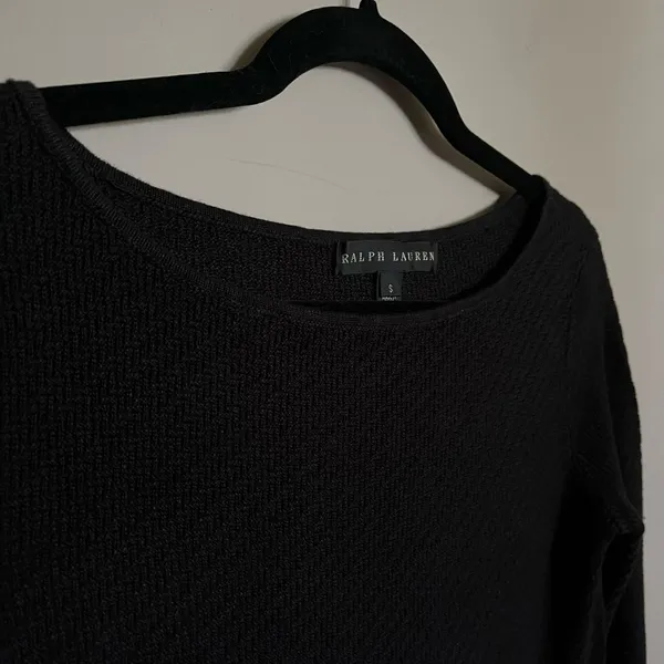 Ralph Lauren Black Label Sweater Textured Knit‎ Black Linen Blend Women's Small - Image 4