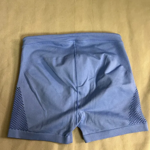 💙 Aerie OFFLINE Real Me High-Waisted Biker Shorts Mesh Panels Blue M Athletic - Image 5