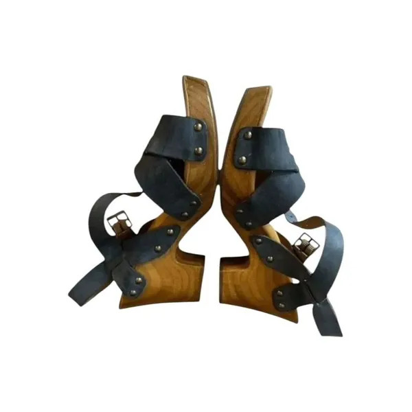 Korks Bagley Platform Sandals Size 8M Grey Leather Chunky Heeled Ankle Strap - Image 5