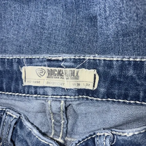 Rock and Roll Denim Cowgirl Women 26x32 distressed Mid Rise Bootcut Jeans - Image 7