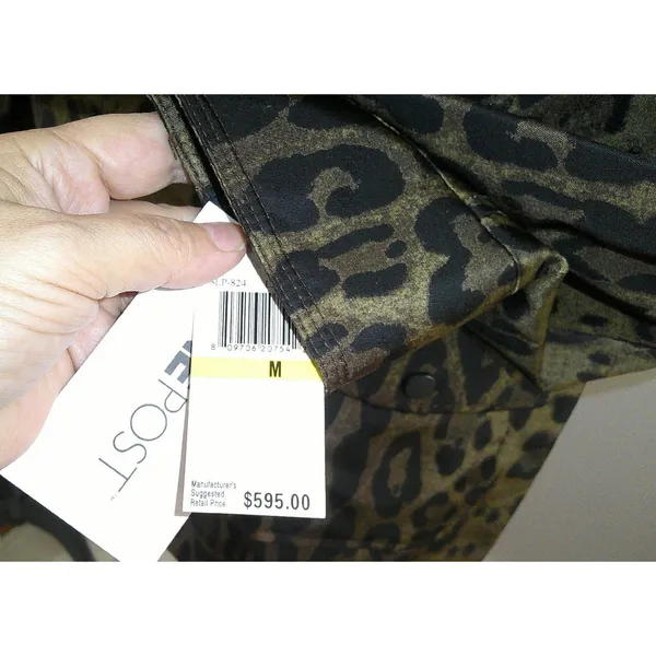 New NWT $595 Jane Post Women's Leopard Nylon Safari Jacket Rain Coat M Italy - Image 5