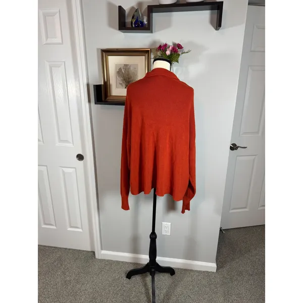 Free Assembly Womens XXL Rust Red Ribbed Quarter Zip Sweater Front Pockets - Image 3