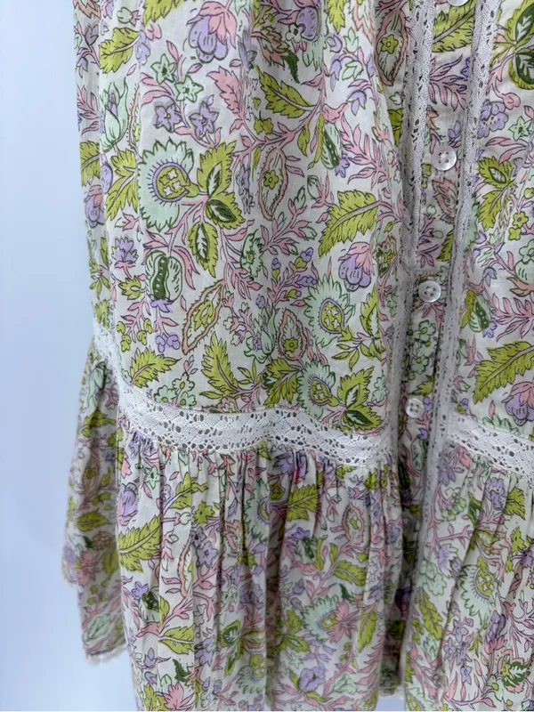 LOVE THE LABEL anthropologie Josepha floral boho white dress smocked size xs - Image 7