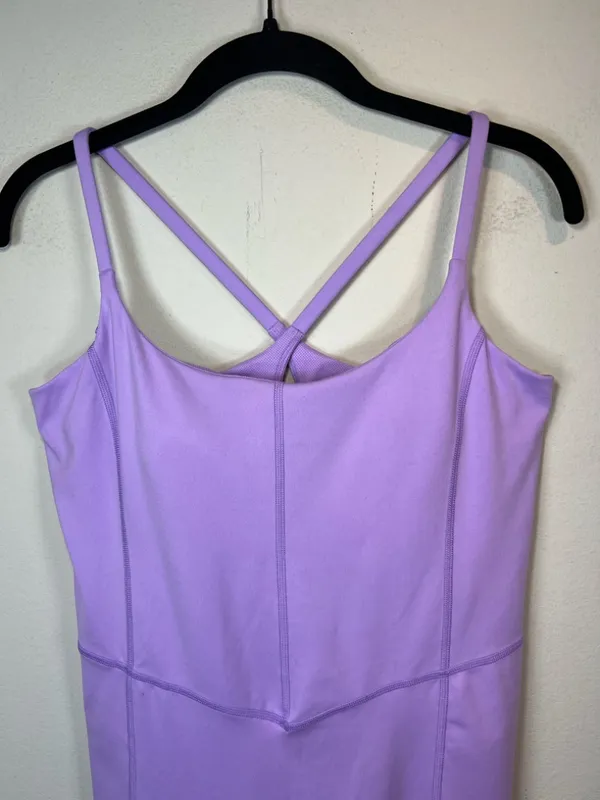 All In Motion Athletic Romper Body Suit Lilac Purple Shelf Bra Bike Shorts Large - Image 2