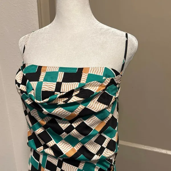 Anthropologie Size 12 Sleeveless Draped Back Asymmetrical Hem Slip Midi Dress - Image 4