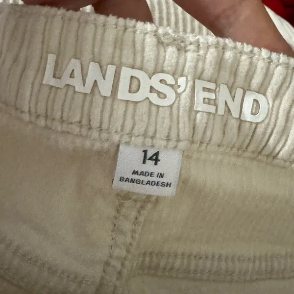 Y2K Lands' End Corduroy Baggy Wide Leg Pants Women’s 14 Cream Ivory Straight - Image 3