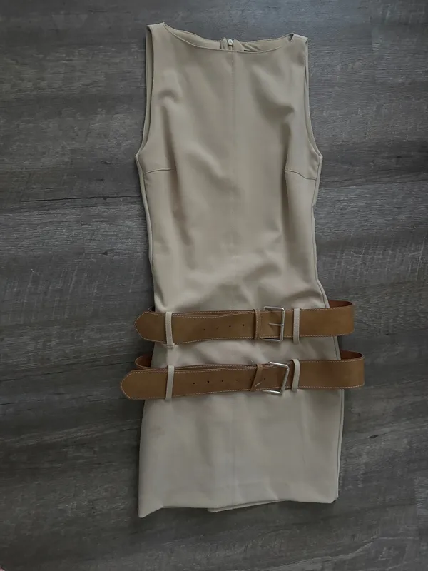 adorable Zara tan belted dress - Image 2