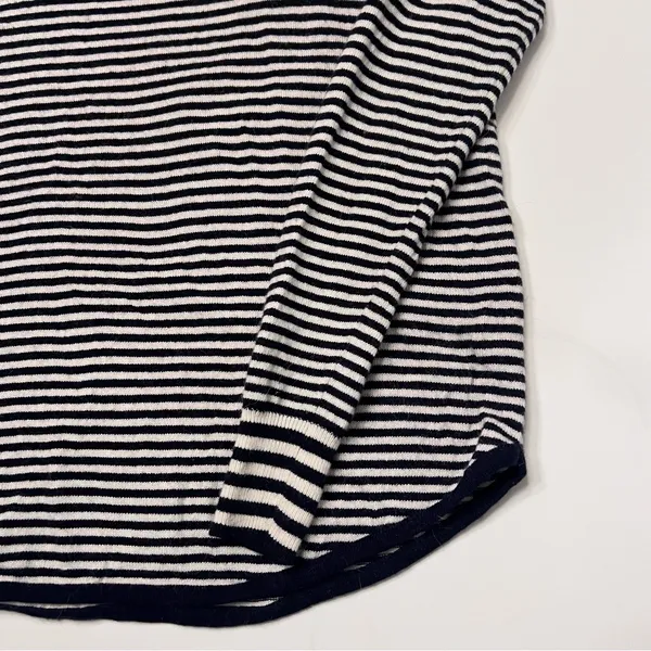 Madewell Stripe-Mix Ashbury Mockneck Sweater Dark‎ Indigo Navy Blue & White XXS - Image 11