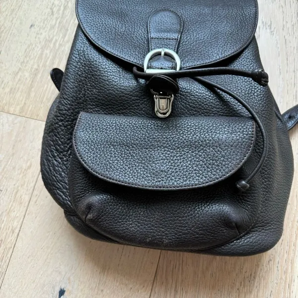 Vintage Eddie Bauer Brown Leather Rucksack Backpack - Image 5