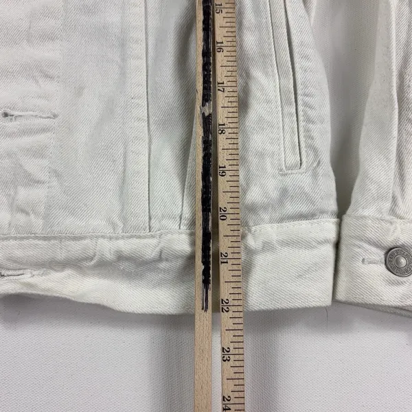Levi Strauss & Co. Jacket Womens XS White Denim Trucker Button Front Casual - Image 4