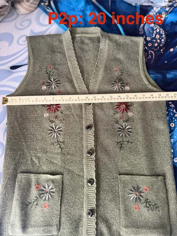 Vest with embroidered detail Green Size M - Image 5