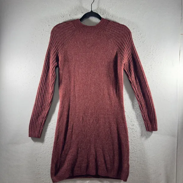 3275 | Y2K Abercrombie & Fitch Henley Sweater Dress Burgundy Women S - Image 2