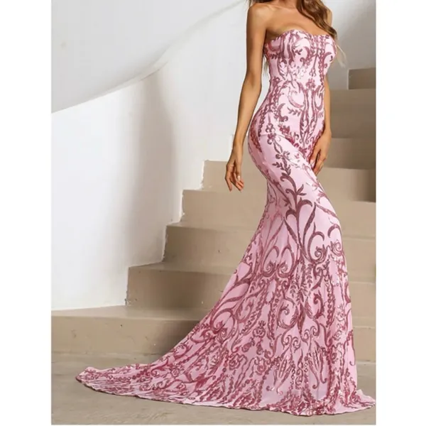 Pink Sequined Mermaid Evening Gown Size M Prom Pageant Ethereal Fairy Miss Ord - Image 10