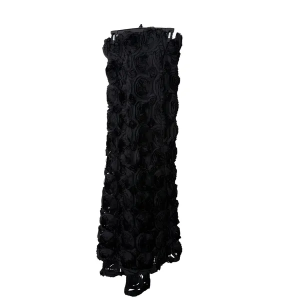 Elliatt Selena Maxi Dress Black Rosette 3D Floral Strapless Gown - Image 3