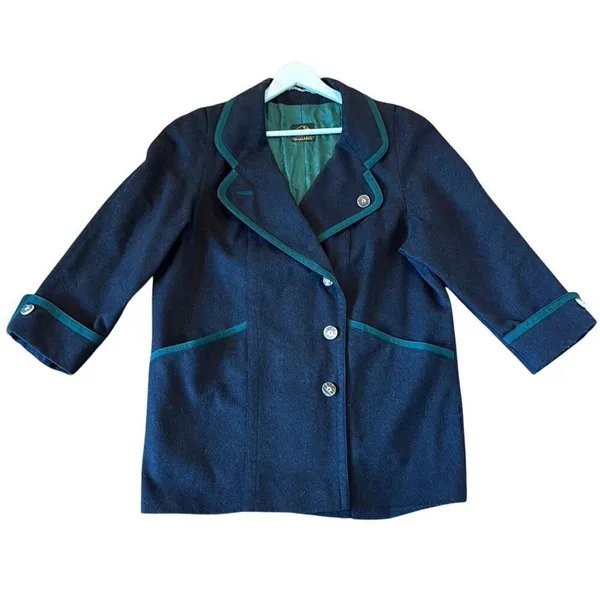 Julius Lang Vintage 100% new wool black and green peacoat 40 - Image 2