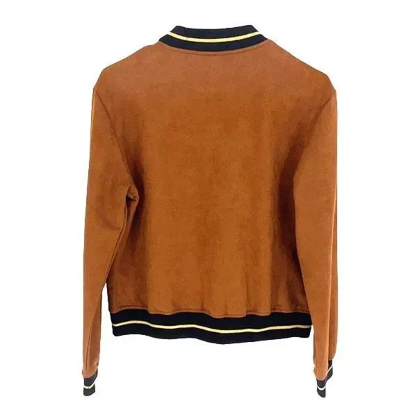 Aqua Women’s Lined Snap Button Stretchy Long Sleeve Bomber Jacket Brown Size Sma - Image 5