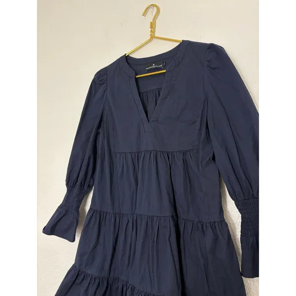 Tuckernuck Pomander Place Navy Cotton Poplin Kenzo Mini Dress Size Medium - Image 9
