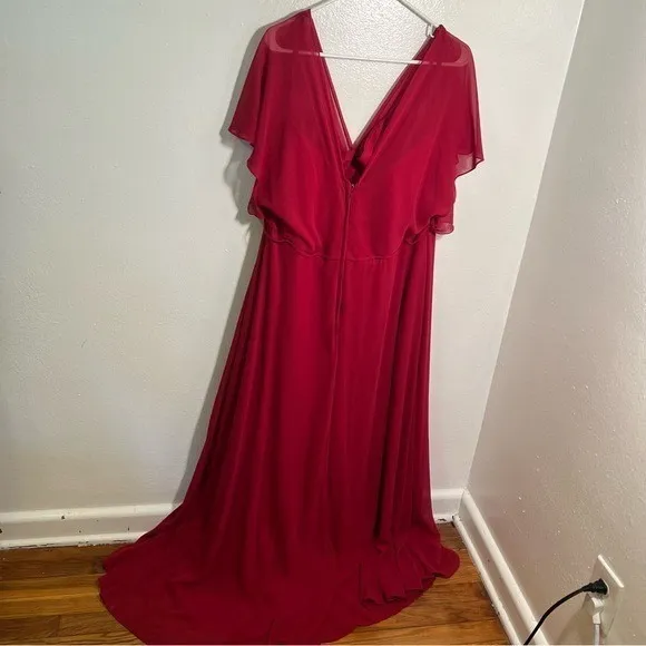 Morilee Women's Plus Size 22 Bridesmaid Dress 21667 Claret Red Short Flutter Slv - Image 6