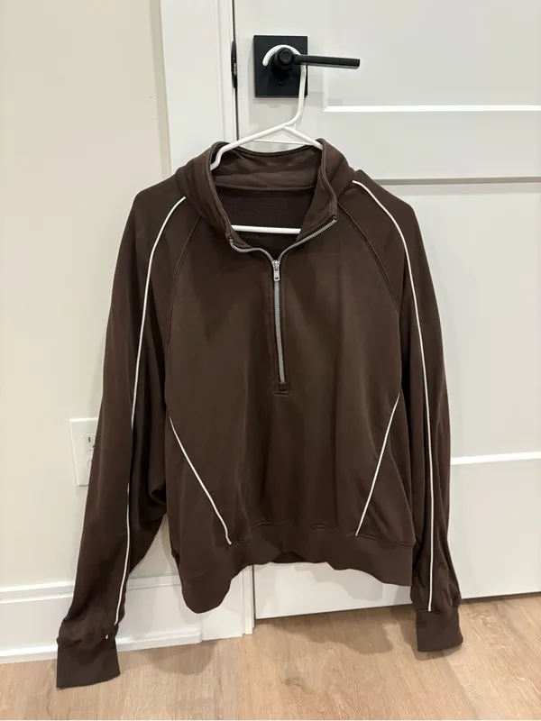 Baleaf Dark Brown Half-Zip Bomber Pullover - Image 2