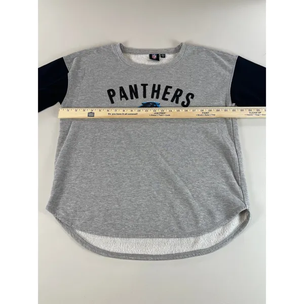 NFL Team Apparel Sweatshirt Size XL Womens Gray Black Panthers Logo High Low Hem - Image 6