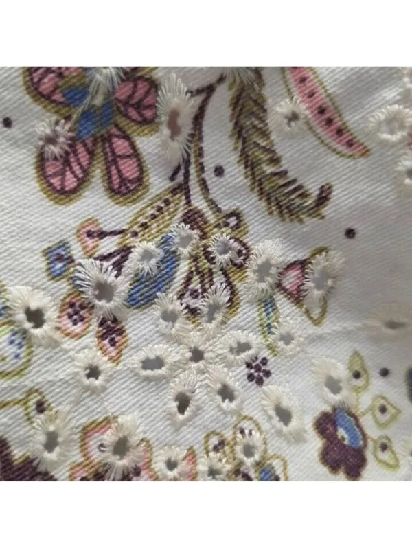 Solitaire Floral Eyelet Button Up Shirt Jacket Medium - Image 6