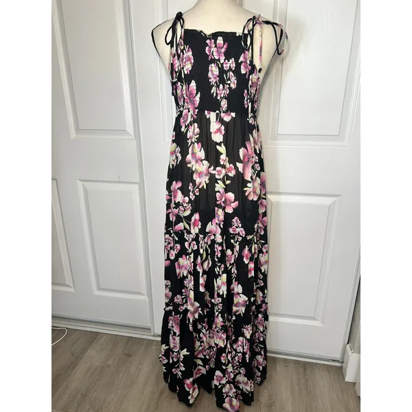 Free‎ People NWT Garden Party Black Purple Floral Maxi Dress Small Wedding Guest - Image 5