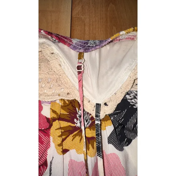 B-O-G Collective Floral Wide Leg Jumpsuit Crochet Top Boho‎ Summer Medium - Image 4