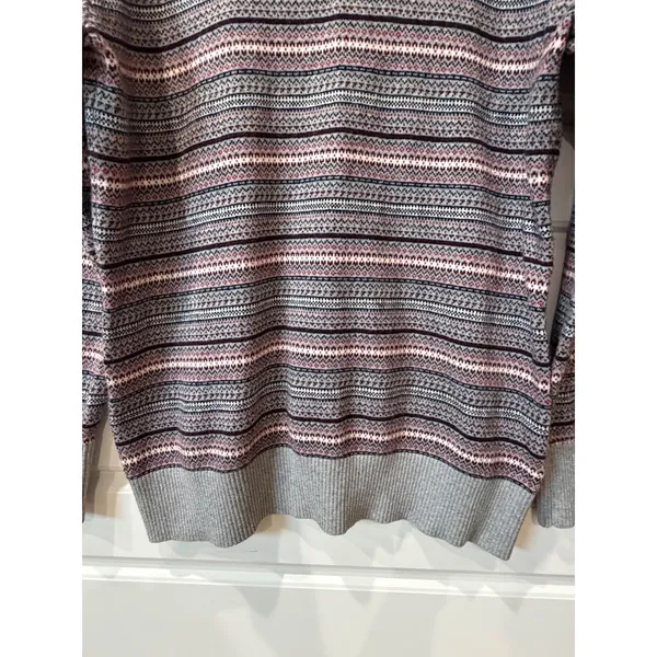 L.L.Bean Gray Fair Isle Turtleneck Sweater Cashmere Blend Large Preppy Gorpcore - Image 5