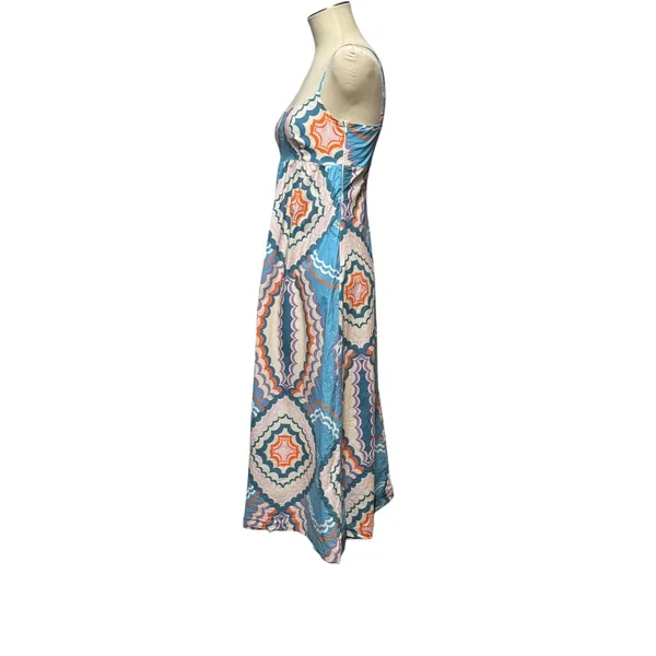 Never on Sunday Midi Sundress Blue Purple Orange Small - Image 2