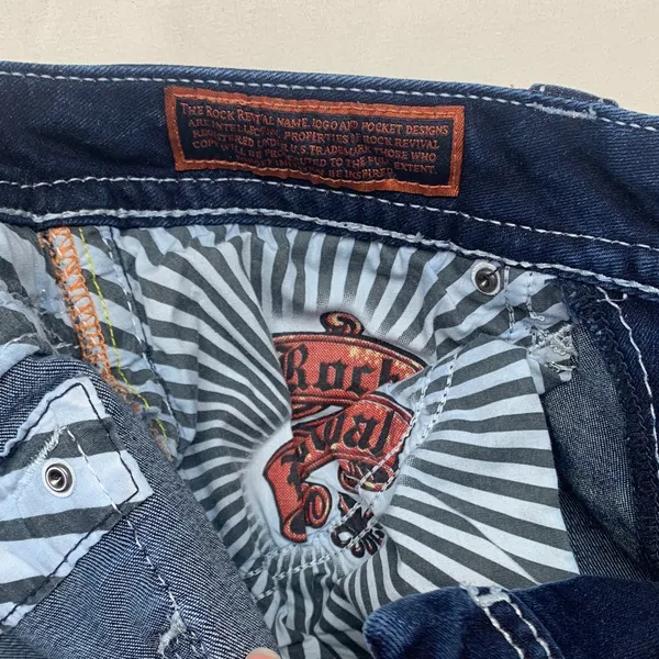 Rock Revival 28 Sundee mid rise boot cut Dark Blue denim Jeans western chunky - Image 12