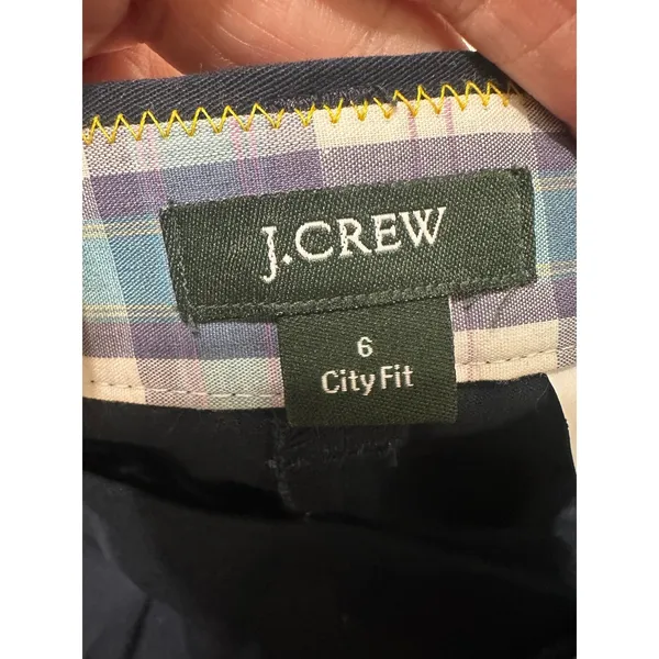 J.Crew City Fit Navy Blue Cropped Trousers‎ Cuffed Stretch Chino Pants Size 6 - Image 4