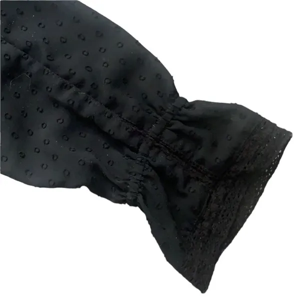 Zara Trf Collection Goth Black Long Sleeve Vneck Sheer Ruffle Top S - Image 3