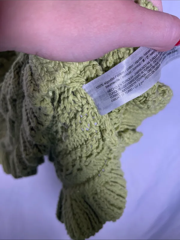 Zara Womens Green Crochet Tank Top Blouse Large 5802/040/526/L - Image 5