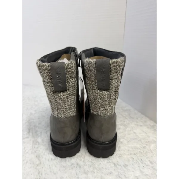 Muk Luks Womens Grey Mid-Calf Boots Knit Back Lug Sole Size 7 1000173-020‎ - Image 7