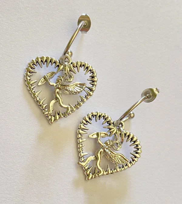 dangle hoop earrings heart angel ⭐️ Original ✨ - Image 3